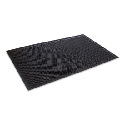 Crown-Tred Indoor/Outdoor Scraper Mat, Black Loop-Twist Ribbed Rubber Surface, 43.75" x 66.75"