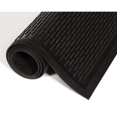 Crown-Tred Indoor/Outdoor Scraper Mat, Black Loop-Twist Ribbed Rubber Surface, 43.75" x 66.75"