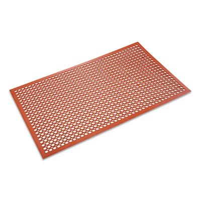 Grease-Resistant Safewalk-Light Wet/Oily Floor Anti-Fatigue Drainage Mat, 0.5" Thick, 36 x 60, Terra Cotta Perforated Surface
