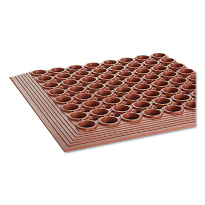 Grease-Resistant Safewalk-Light Wet/Oily Floor Anti-Fatigue Drainage Mat, 0.5" Thick, 36 x 60, Terra Cotta Perforated Surface