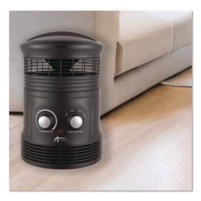 360 Deg Circular Fan Forced Heater, 750 W, 8 x 8 x 12, Black