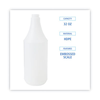Embossed Plastic Spray Bottle, 32 Oz, Clear, 24/Carton