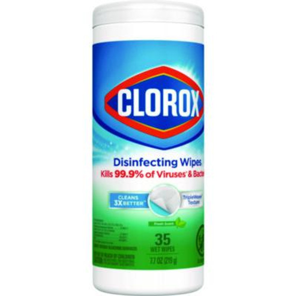Disinfecting Wipes, Bleach Free Cleaning Wipes, 1-Ply, 7 x 8, Fresh Scent, White, 35/Canister, 12 Canisters/Carton