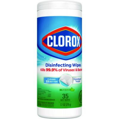 Disinfecting Wipes, Bleach Free Cleaning Wipes, 1-Ply, 7 x 8, Fresh Scent, White, 35/Canister, 12 Canisters/Carton