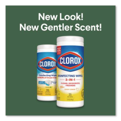 Disinfecting Wipes, Bleach Free Cleaning Wipes, 1-Ply, 7 x 8, Crisp Lemon, White, 35/Canister, 12 Canisters/Carton
