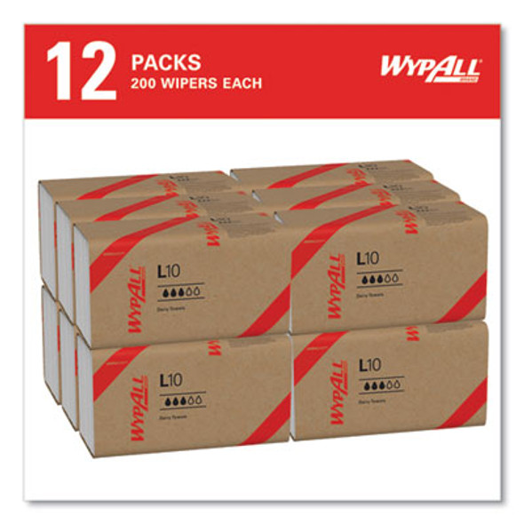 L10 Sani-Prep Dairy Towels, Banded, 2-Ply, 9.3 x 10.5, Unscented, White, 200/Pack, 12 Packs/Carton