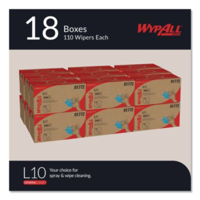 L10 Sani-Prep Dairy Towels, Pop-Up Box, 1-Ply,  9 x 10.5, White, 110/Pack, 18 Packs/Carton