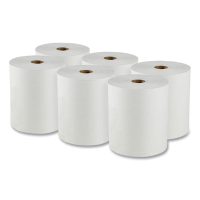 Essential High Capacity Hard Roll Towels For Business, Absorbency Pockets, 1-Ply, 8" x 950 Ft, 1.75" Core, White, 6 Rolls/Ct