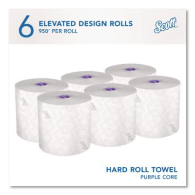 Essential High Capacity Hard Roll Towels For Business, Absorbency Pockets, 1-Ply, 8" x 950 Ft, 1.75" Core, White, 6 Rolls/Ct