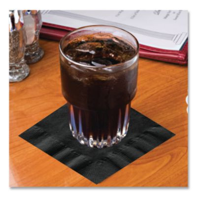 Embossed Beverage Napkins, 1-Ply, 10 x 10, Black, 1,000/Carton