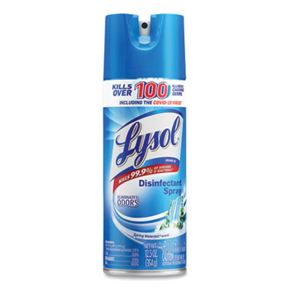Disinfectant Spray, Spring Waterfall, Liquid, 12.5 Oz Aerosol Spray, 12/Carton