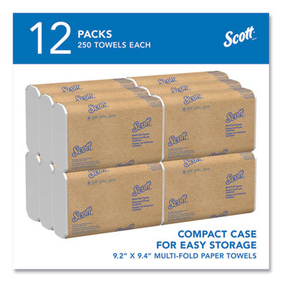 Multi-Fold Towels, Absorbency Pockets, 1-Ply, 9.2 x 9.4, White, 250 Sheets/Pack, 12 Packs/Carton