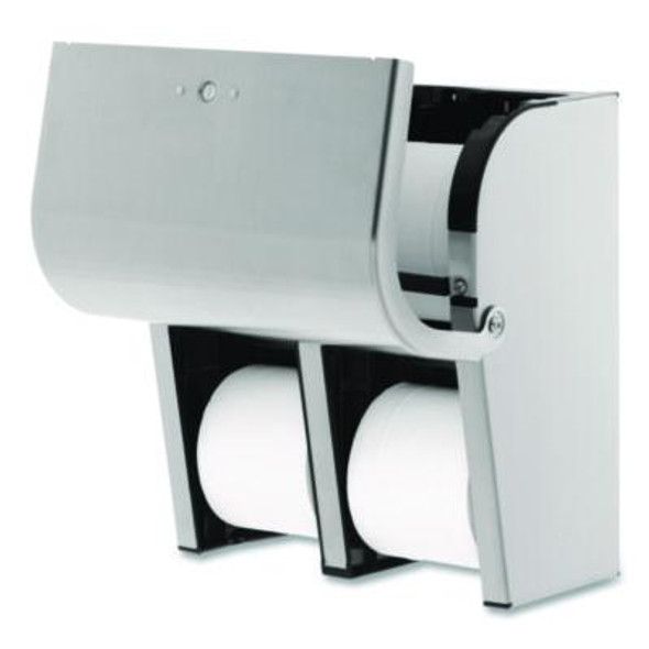 Compact Quad Vertical Four-Roll Coreless Dispenser, 11.75 x 6.9 x 13.25, Stainless Steel