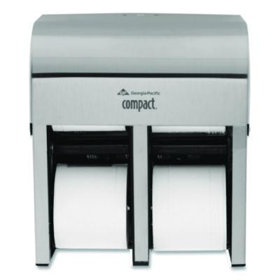 Compact Quad Vertical Four-Roll Coreless Dispenser, 11.75 x 6.9 x 13.25, Stainless Steel