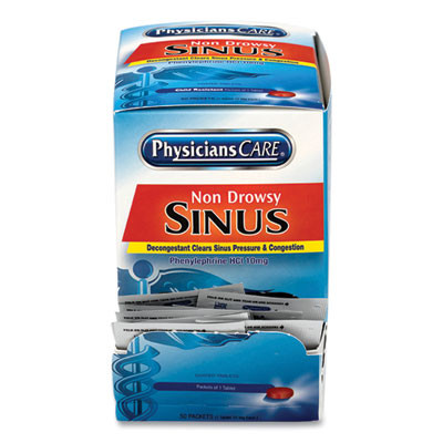 Non-Drowsy Sinus Decongestant Congestion Medication, One Tablet/Pack, 50 Packs/Box