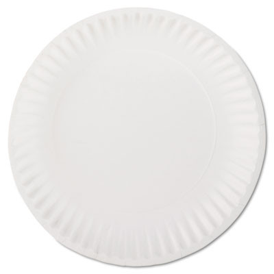White Paper Plates, 9" Dia, 100/Pack, 10 Packs/Carton