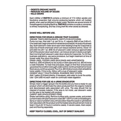 Enzym D Digester Liquid Deodorant, Lemon, 1 Gal Bottle, 4/Carton