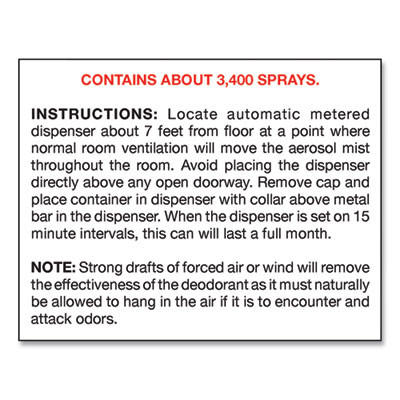 Metered Concentrated Room Deodorant, 7 Oz Aerosol Spray, 12/Carton