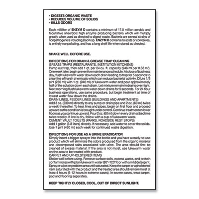 Enzym D Digester Liquid Deodorant, Lemon, 32 Oz Bottle, 12/Carton