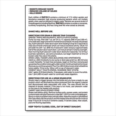 Enzym D Digester Deodorant, Mint, 32 Oz Bottle, 12/Carton