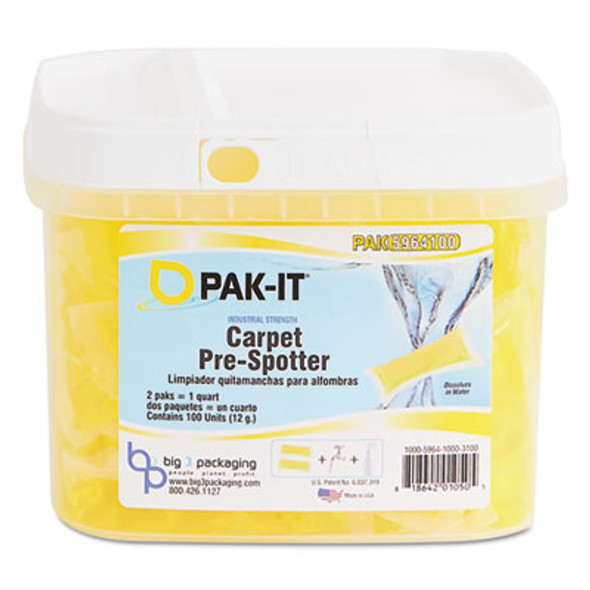 Carpet Pre-Spotter, Citrus Scent, 100 Pak-Its/Tub, 4 Tubs/Carton