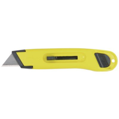 Plastic Light-Duty Utility Knife With Retractable Blade, 6" Plastic Handle, Yellow