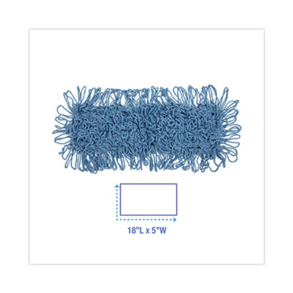 Dust Mop Head, Looped-End, Cotton/Synthetic Fibers, 18 x 5, Blue