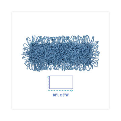 Dust Mop Head, Looped-End, Cotton/Synthetic Fibers, 18 x 5, Blue