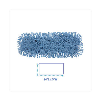 Dust Mop Head, Looped-End, Cotton/Synthetic Fibers, 24 x 5, Blue