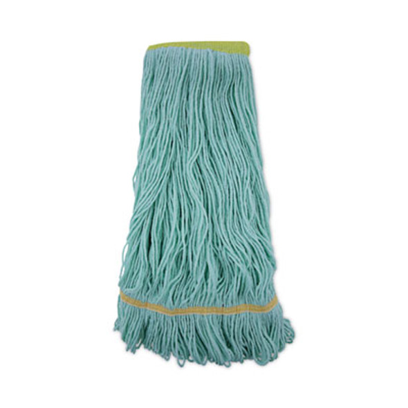 Ecomop Looped-End Mop Head, Recycled Fibers, Extra Large Size, Green, 12/Ct