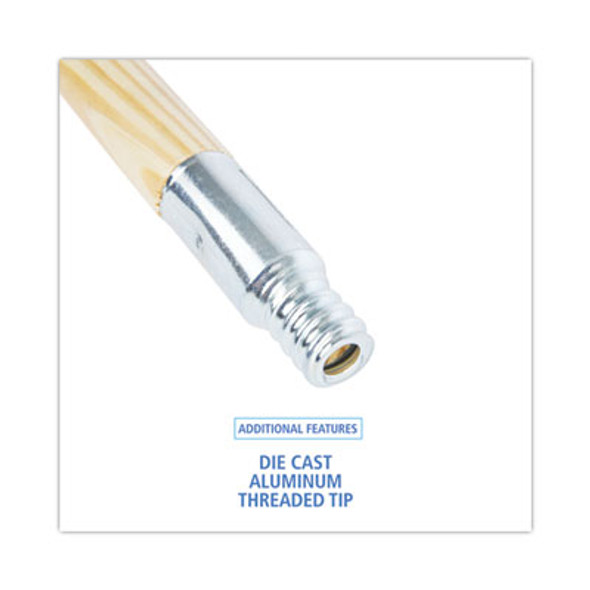Metal Tip Threaded Hardwood Broom Handle, 0.94" Dia x 60", Natural