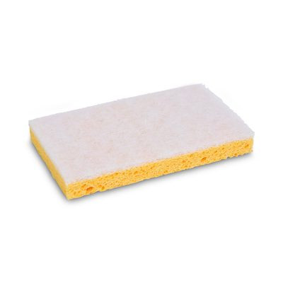 Light-Duty Scrubbing Sponge, Individually Wrapped, 3.6 x 6.1, 0.7" Thick, Yellow/White, 20/Carton