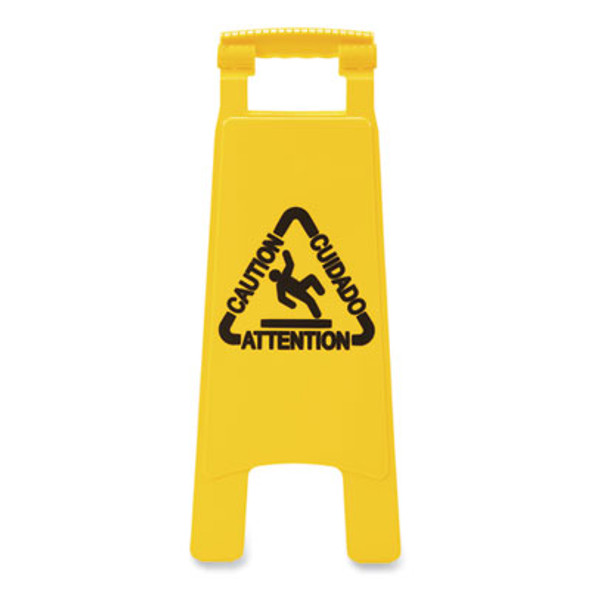 Site Safety Wet Floor Caution Sign, 2-Sided, 10 x 2 x 26, Yellow