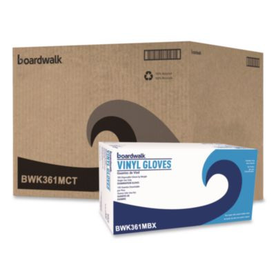 Exam Vinyl Gloves, Powder-Free, Medium, 3.6 Mil Thick, 9.5" Long, Clear, 100/Box, 10 Boxes/Carton
