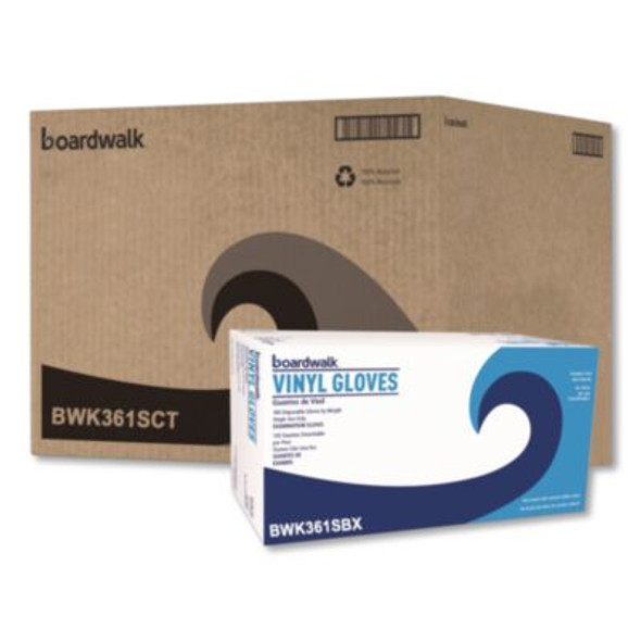 Exam Vinyl Gloves, Powder-Free, Small, 3.6 Mil Thick, 9.5" Long, Clear, 100/Box, 10 Boxes/Carton