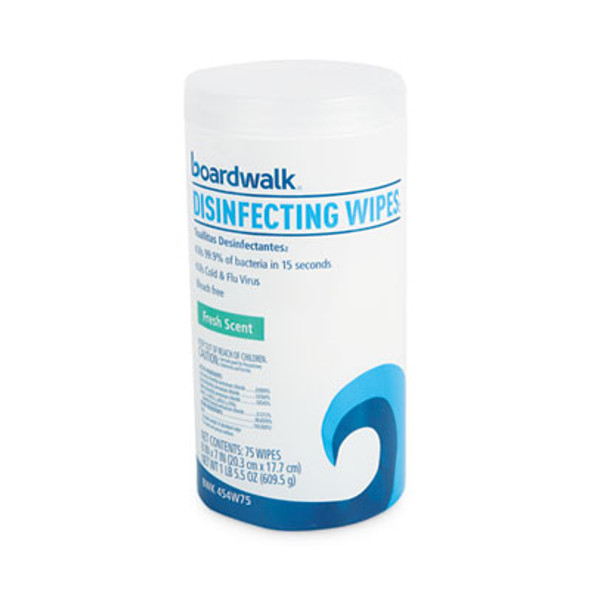 Quat-Based Disinfecting Wipes, 7 x 8, Fresh Scent, 75/Canister, 3 Canisters/Pack