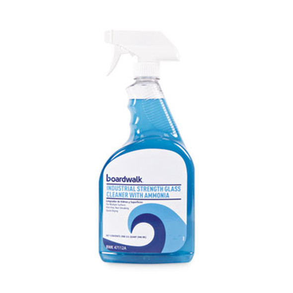 Industrial Strength Glass Cleaner With Ammonia, Unscented, 32 Oz Trigger Spray Bottle, 12/Carton