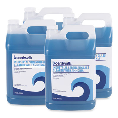 Industrial Strength Glass Cleaner With Ammonia, 1 Gal Bottle, 4/Carton