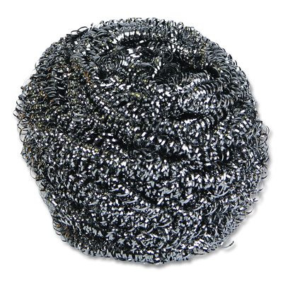 Stainless Steel Scrubber, Large Size, 2.5 X 2.75, Steel Gray, 12/Carton