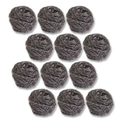 Stainless Steel Scrubber, Large Size, 2.5 X 2.75, Steel Gray, 12/Carton
