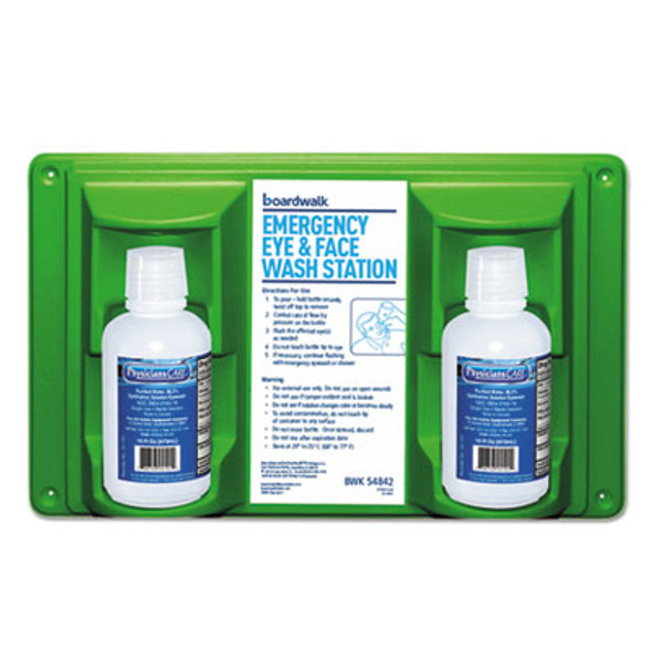 Emergency Eyewash Station, 16 Oz Bottle, 2 Bottles/Station