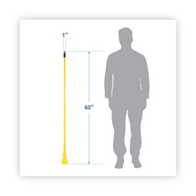 Plastic Jaws Mop Handle For 5" Wide Mop Heads, 1" Dia x 60", Yellow