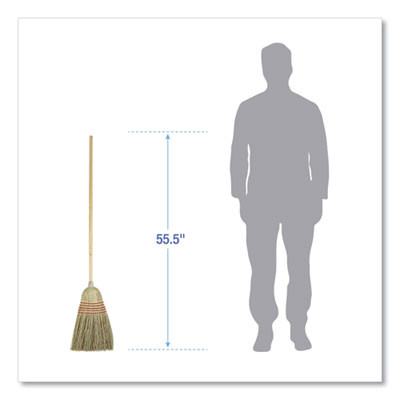 Parlor Broom, Yucca/Corn Fiber Bristles, 55.5" Overall Length, Natural