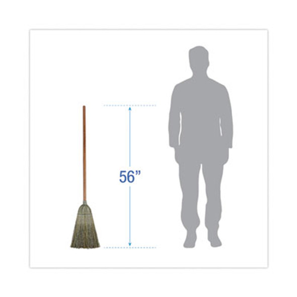 Warehouse Broom, Yucca/Corn Fiber Bristles, 56" Overall Length, Natural