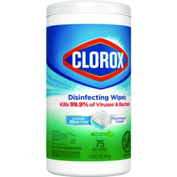 Disinfecting Wipes, Bleach Free Cleaning Wipes, 1-Ply, 7 x 8, Fresh Scent, White, 75/Canister, 6 Canisters/Carton