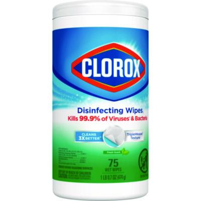 Disinfecting Wipes, Bleach Free Cleaning Wipes, 1-Ply, 7 x 8, Fresh Scent, White, 75/Canister, 6 Canisters/Carton