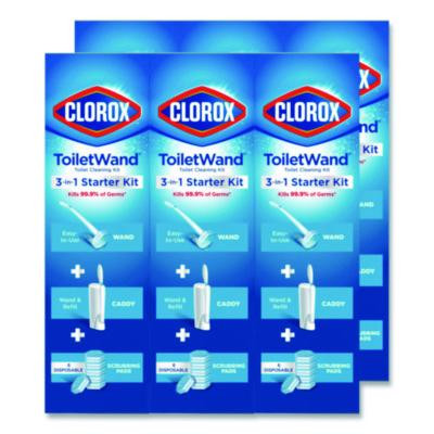 Toiletwand Disposable Toilet Cleaning System: Handle, Caddy And Refills, White, 6/Carton