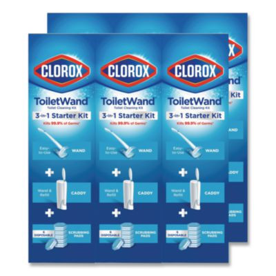 Toiletwand Disposable Toilet Cleaning System: Handle, Caddy And Refills, White, 6/Carton