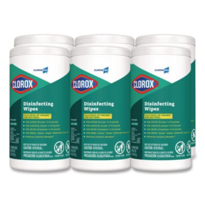 Cloroxpro Disinfecting Wipes, 1-Ply, Fresh Scent, 7 x 8, White, 75/Canister, 6 Canisters/Carton
