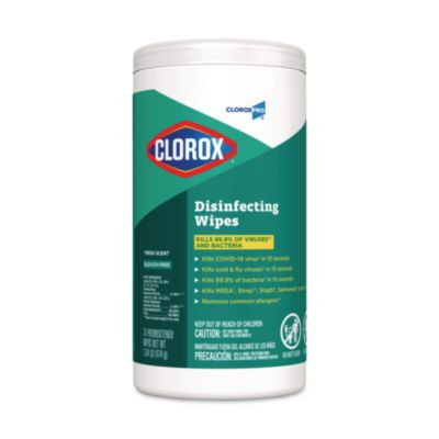 Cloroxpro Disinfecting Wipes, 1-Ply, 7 x 8, Fresh Scent, White, 75/Canister